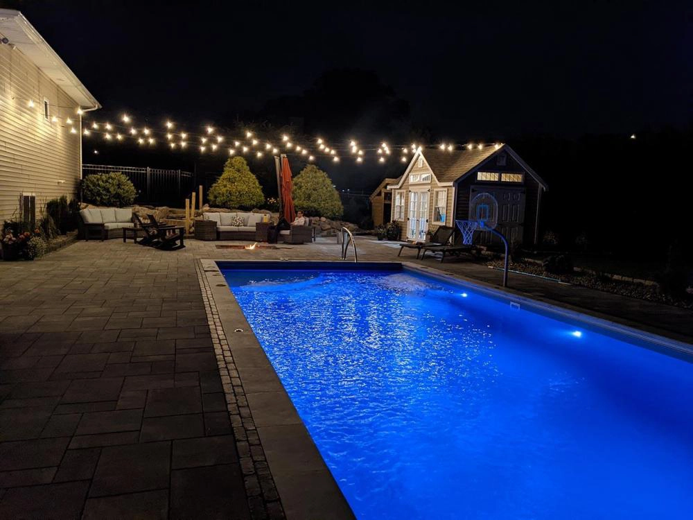 Cranston, RI pool view in the night
